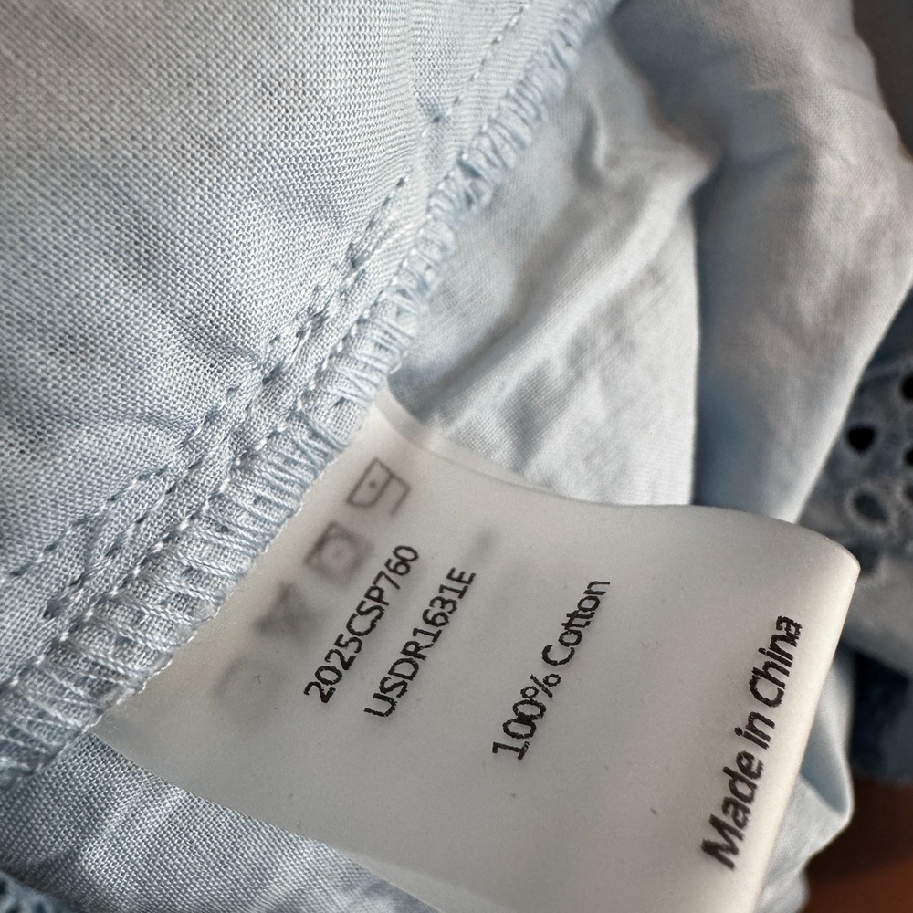 Anthropologie Universal Standard Eyelet High Low Midi Dress Women's 1X Baby Blue - Picture 14 of 16